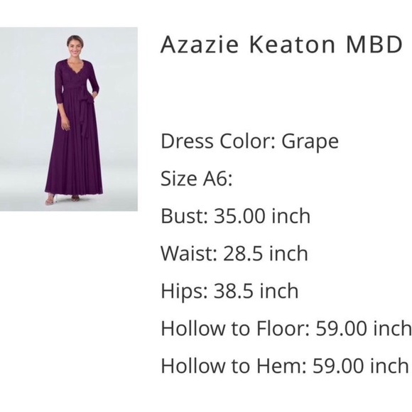 Azazie Bridesmaid or Mother of the Bride Dress, Size 6, NWT,  Color: Grape - Picture 5 of 9